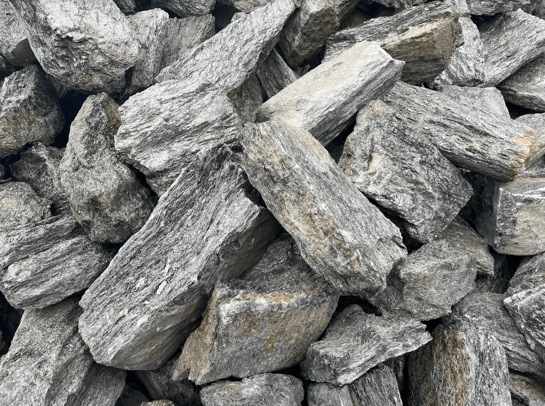 Grey mica schist stone mined at Media Quarry. 