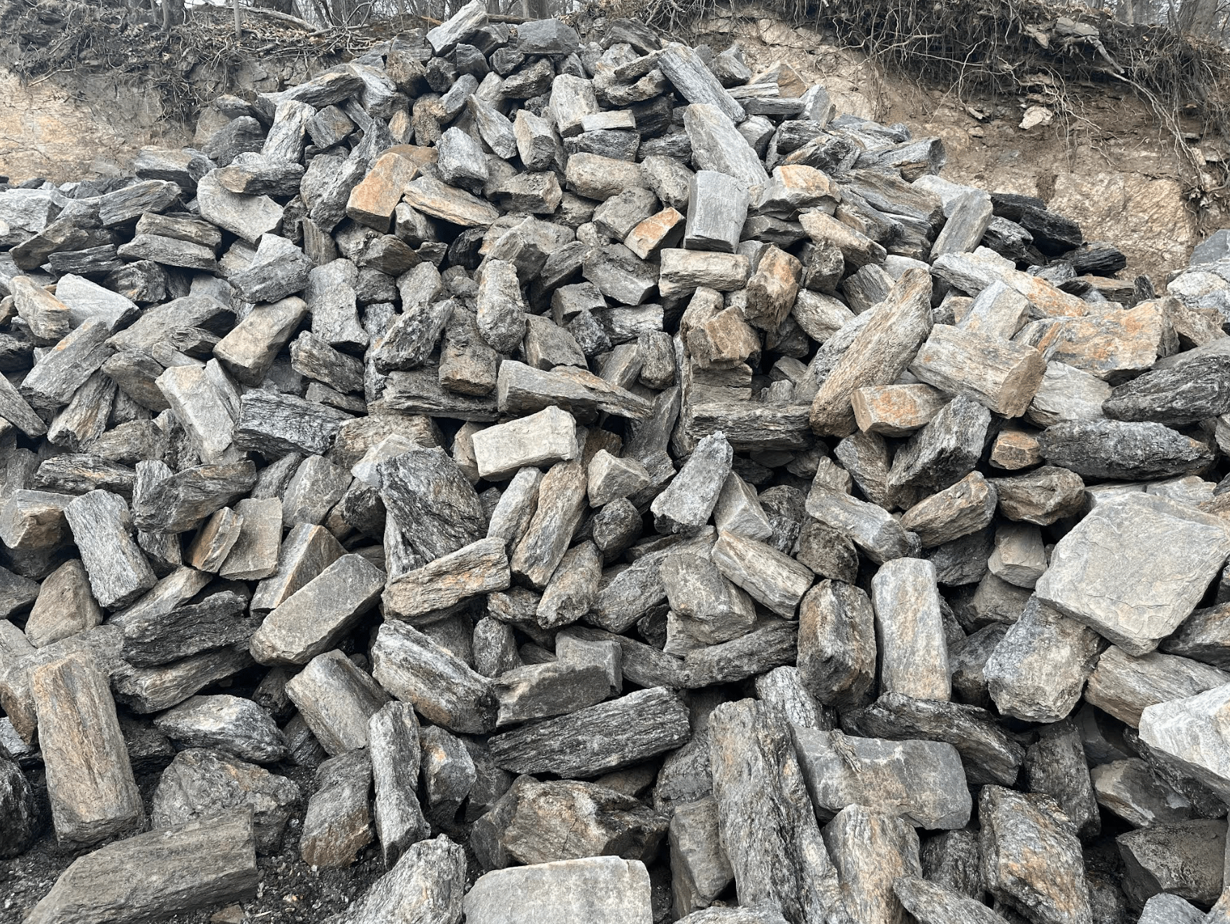 Brown mica schist stone mined at Media Quarry.